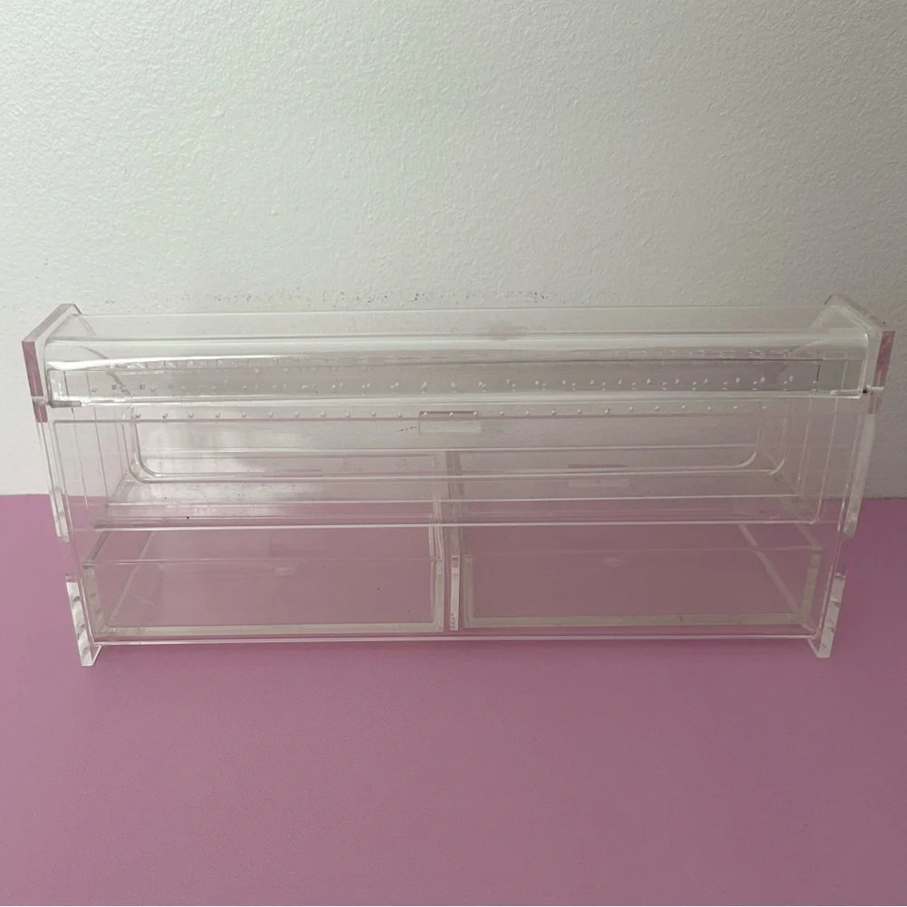 Clear Acrylic Earring Holder Box with Drawers Holds 37 Pairs